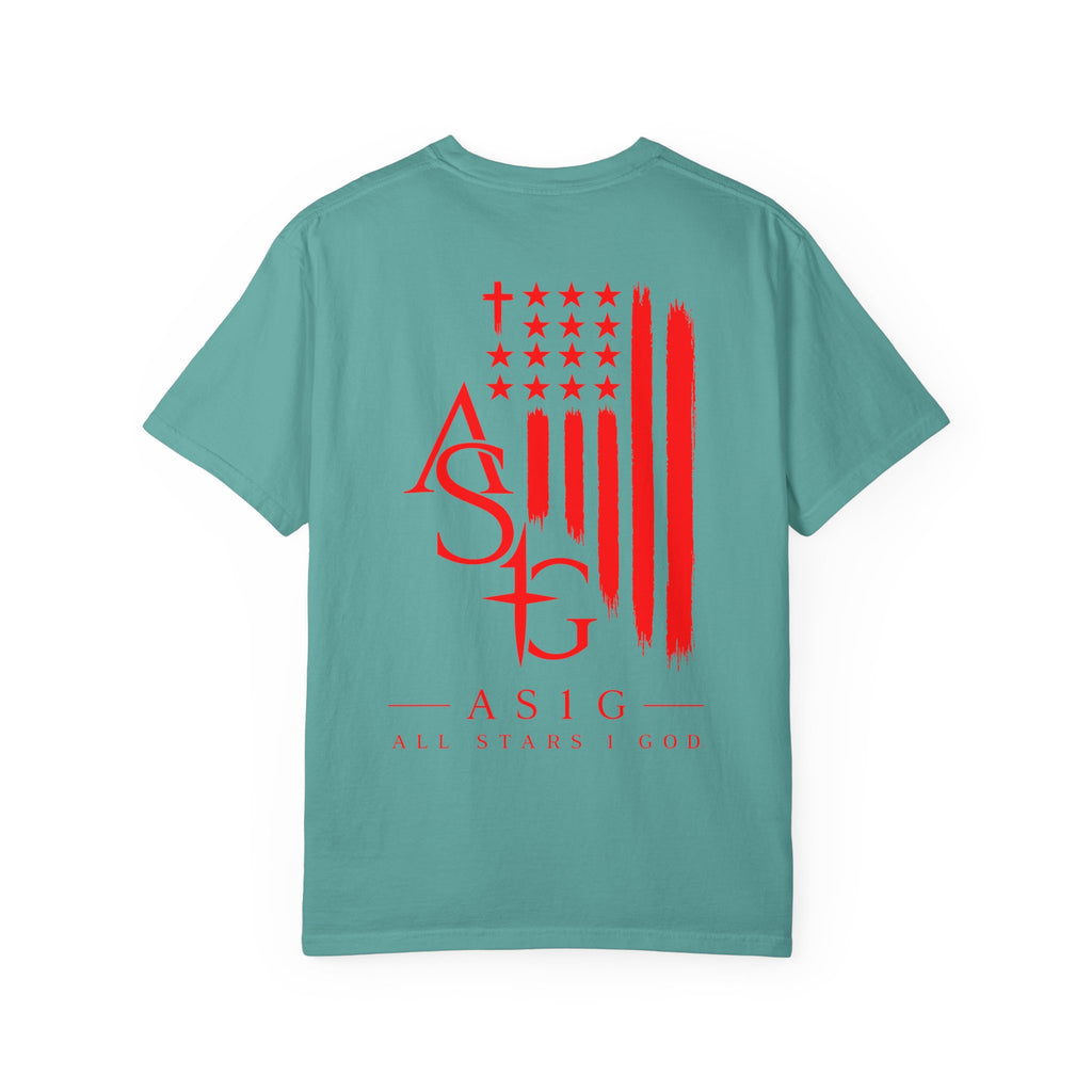 ASIG Patriotic Graphic T-Shirt — All Stars I God Red Flag Tee