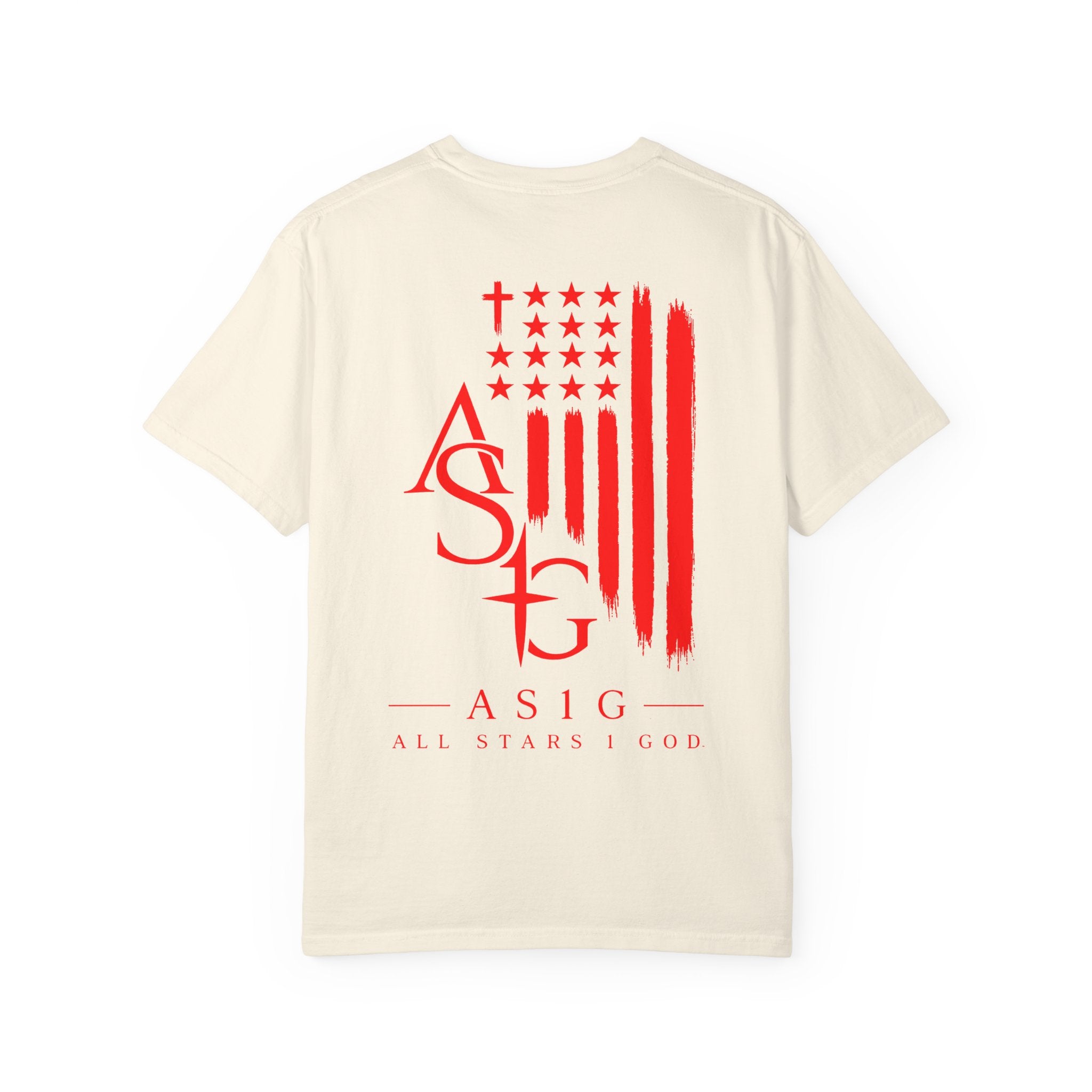 ASIG Patriotic Graphic T-Shirt — All Stars I God Red Flag Tee