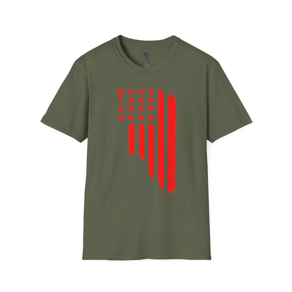 Patriotic Cross & Stars Flag T-Shirt — Christian American Flag Tee