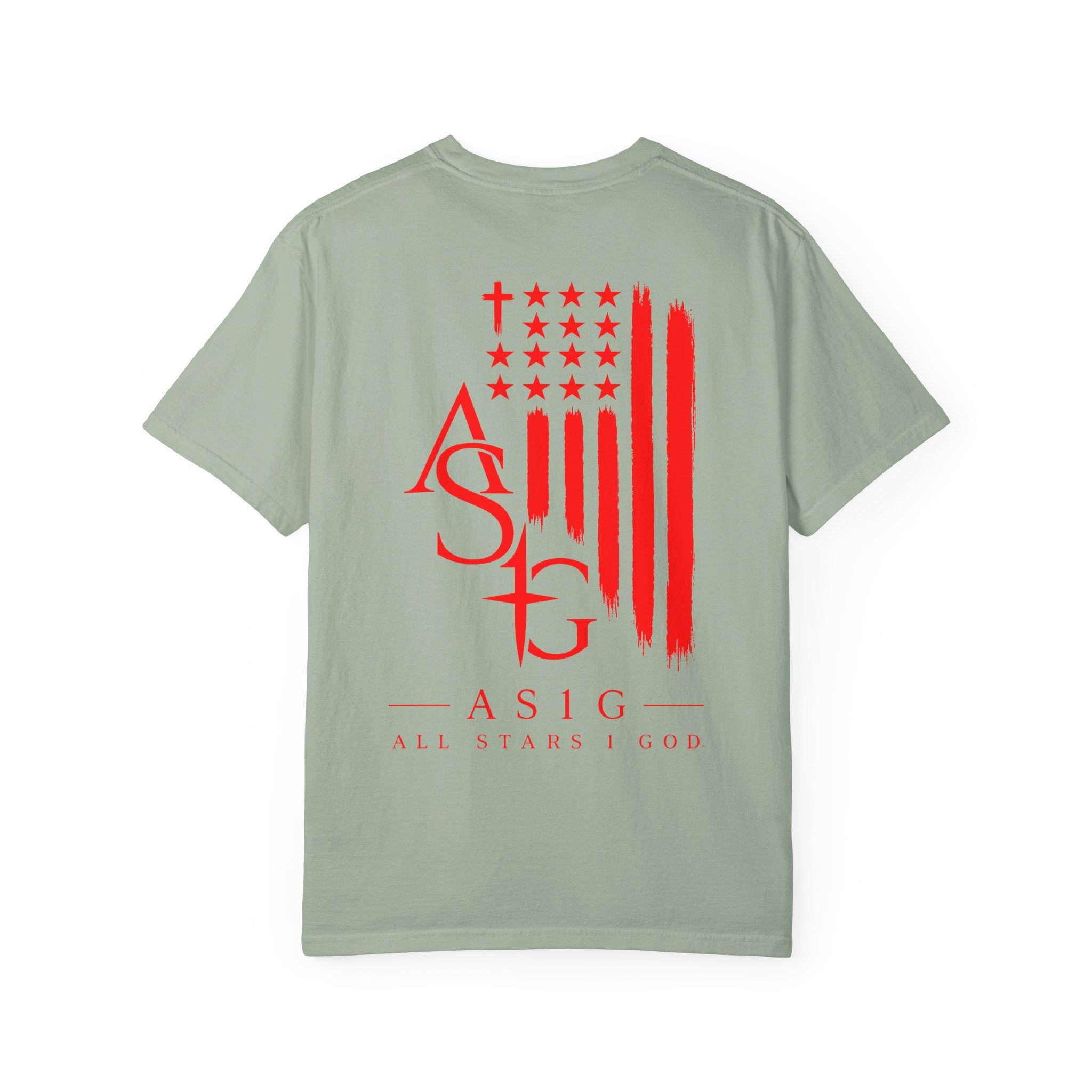 ASIG Patriotic Graphic T-Shirt — All Stars I God Red Flag Tee