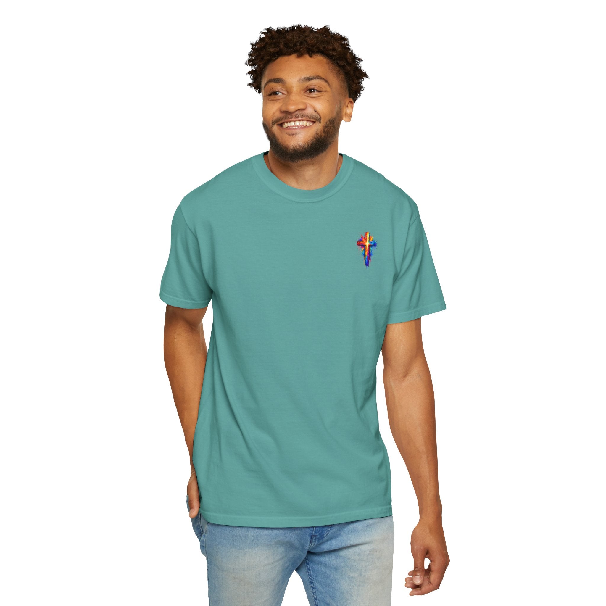 Jesus Portrait T-Shirt — Colorful Watercolor Cross Tee