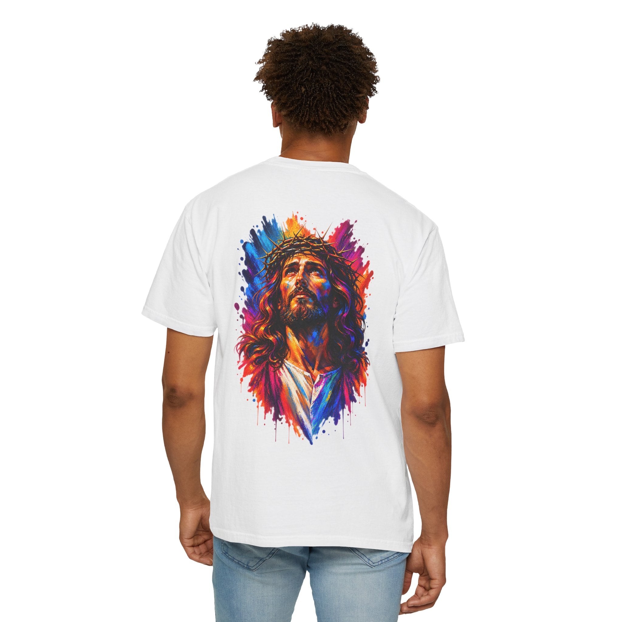 Jesus Portrait T-Shirt — Colorful Watercolor Cross Tee