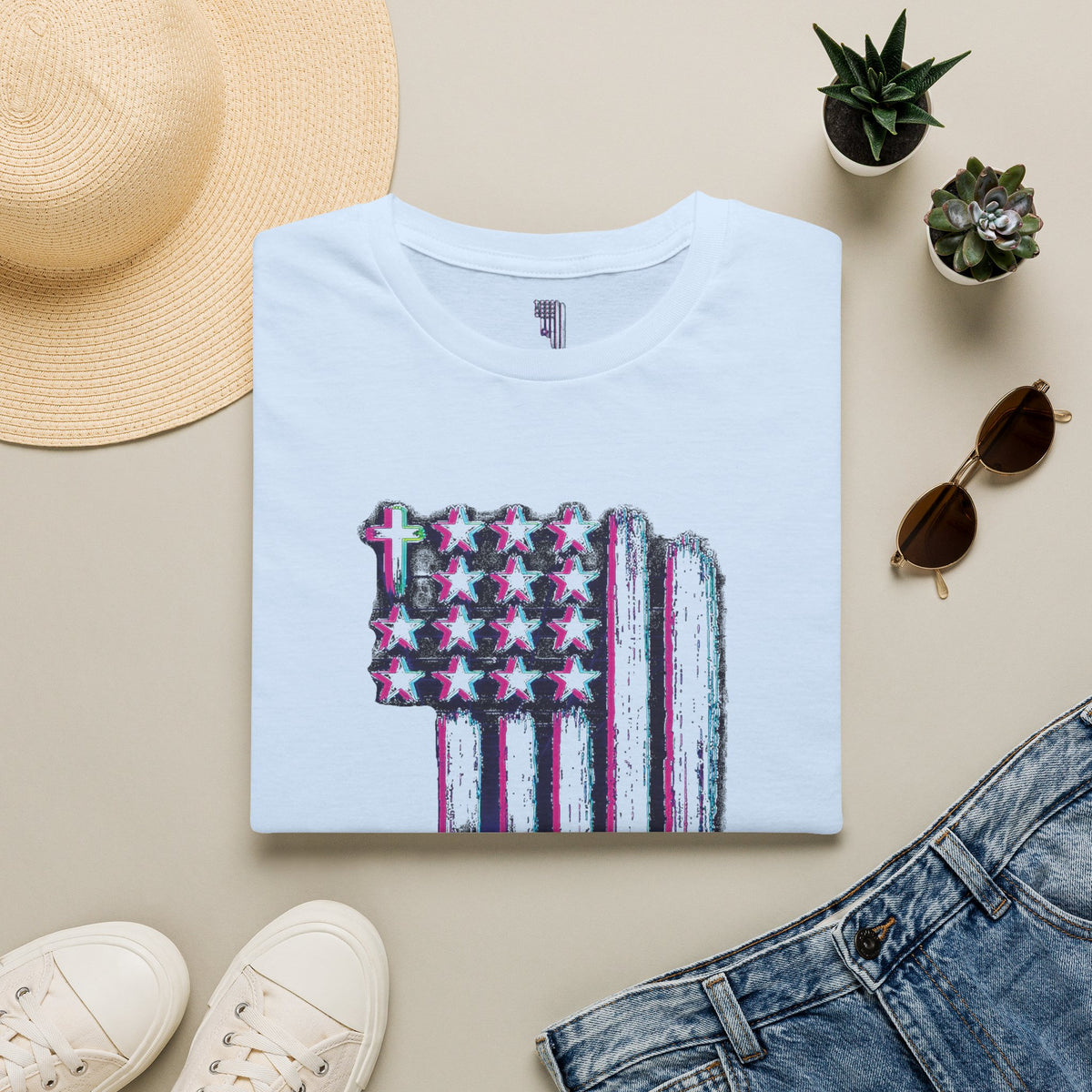 Distressed American Flag T-Shirt — 80'S Retro Stars & Stripes Tee