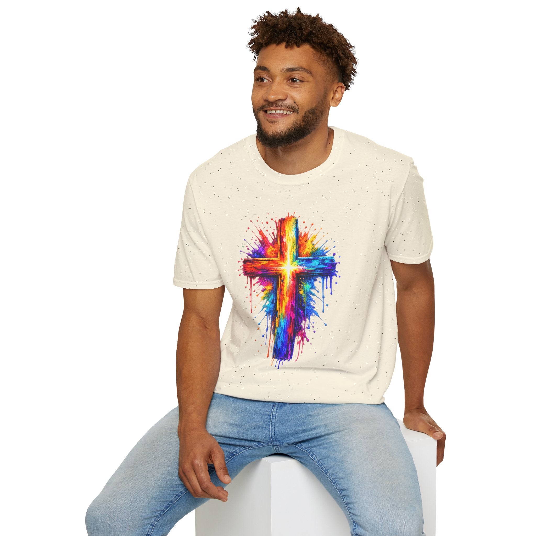 Rainbow Watercolor Cross T-Shirt