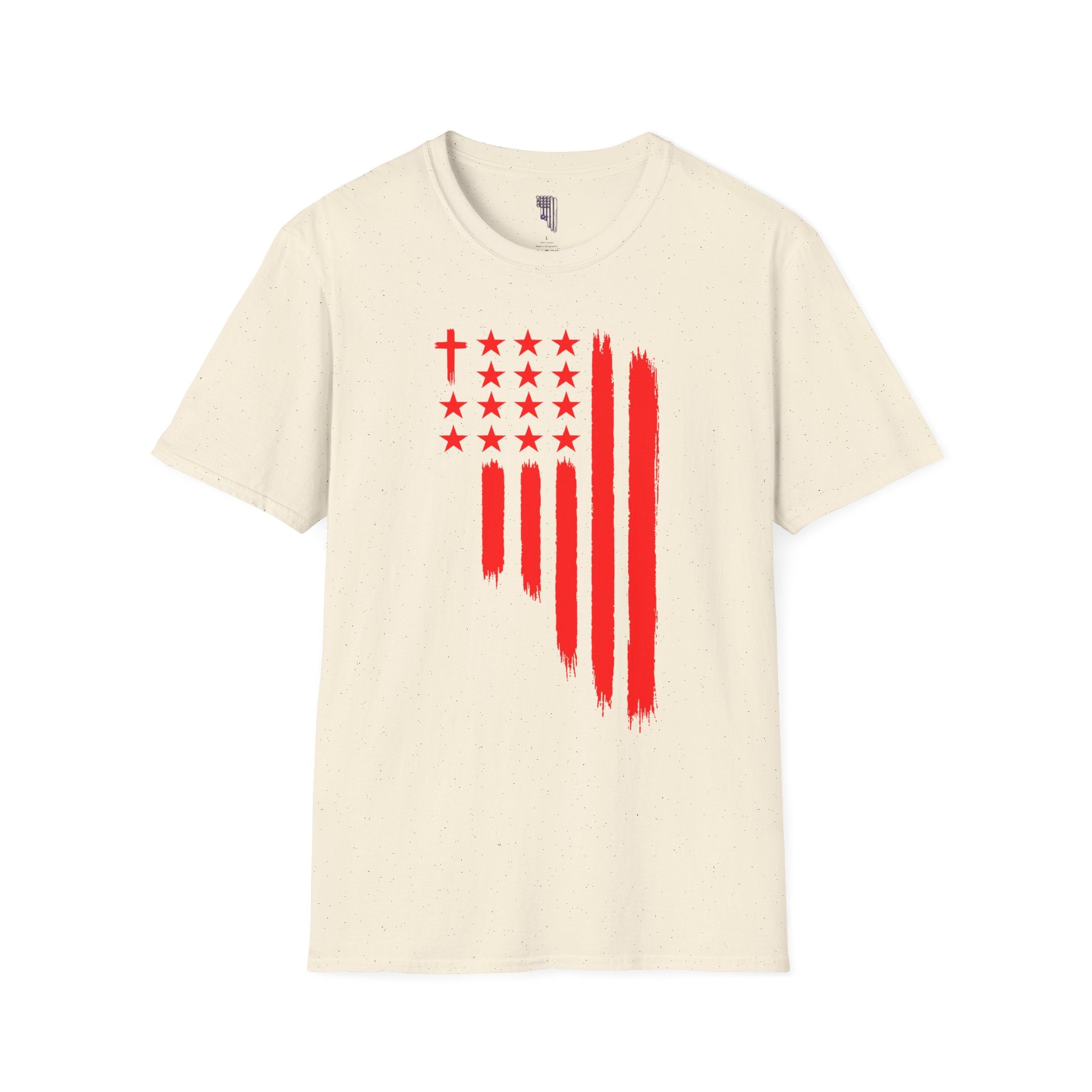 Patriotic Red Brushstroke Flag T‑Shirt
