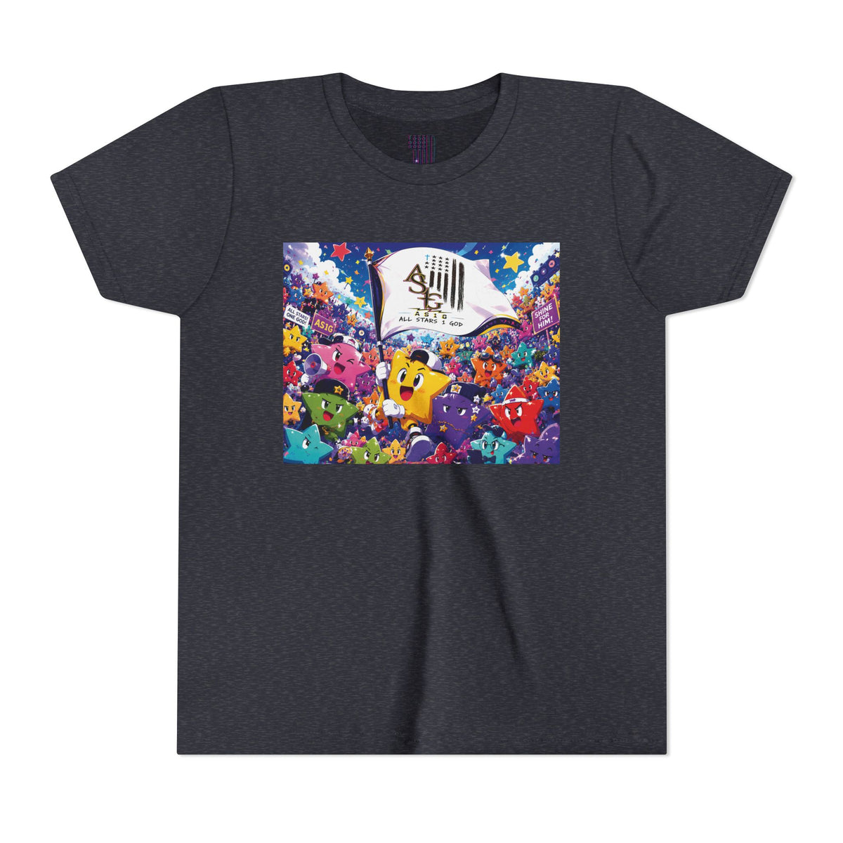 STAR RALLY - Colorful Cartoon Stars Crew with 'The First' Cap Design
