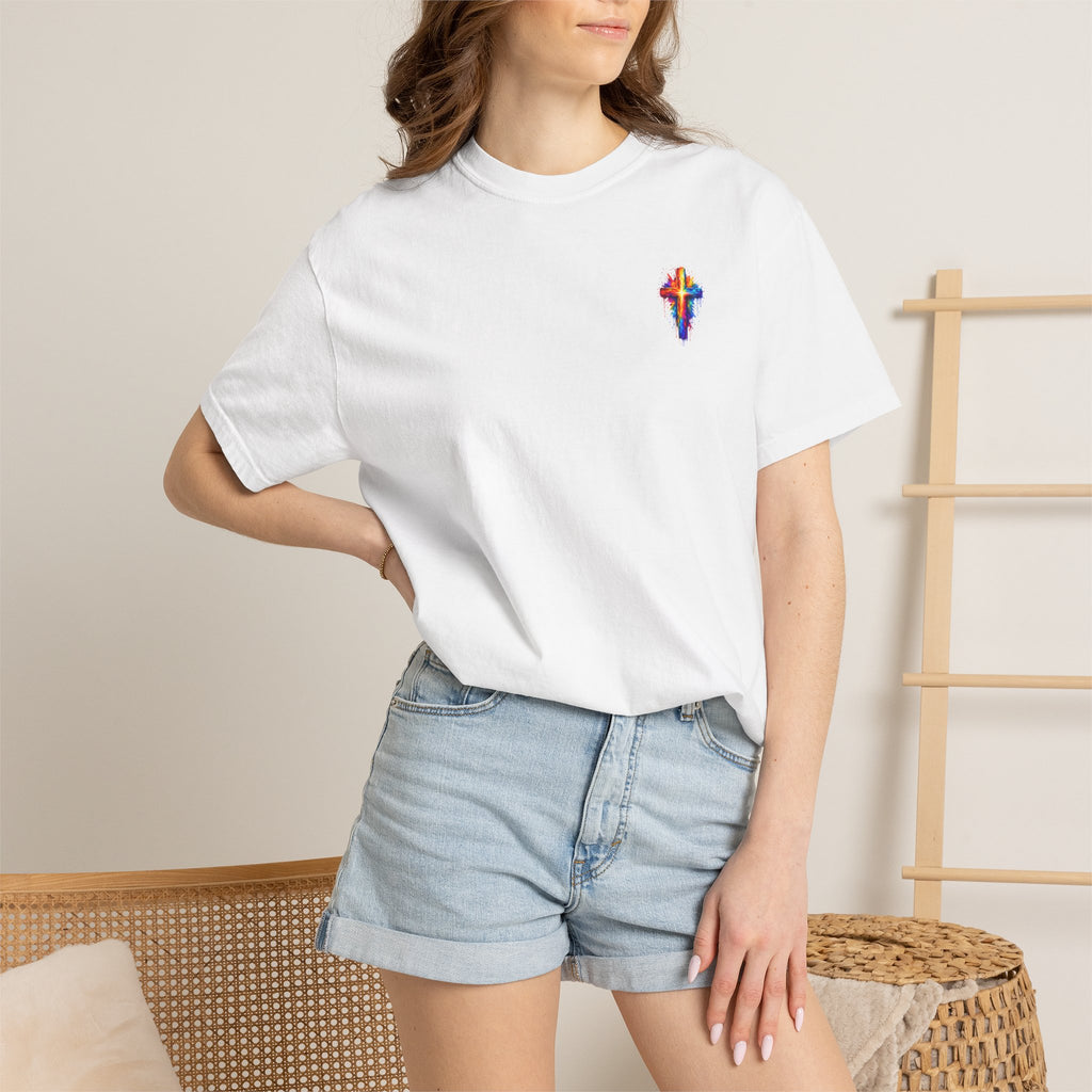 Jesus Portrait T-Shirt — Colorful Watercolor Cross Tee