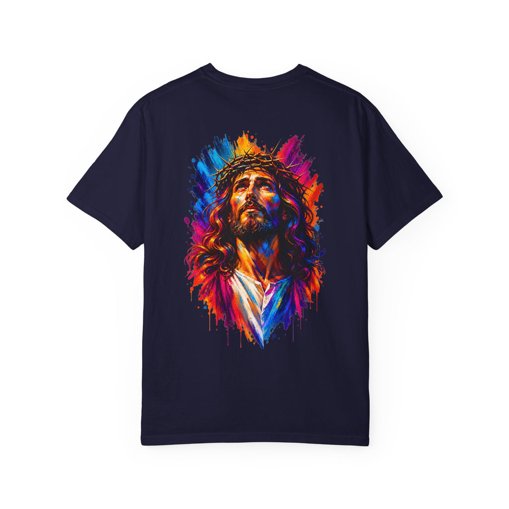 Jesus Portrait T-Shirt — Colorful Watercolor Cross Tee