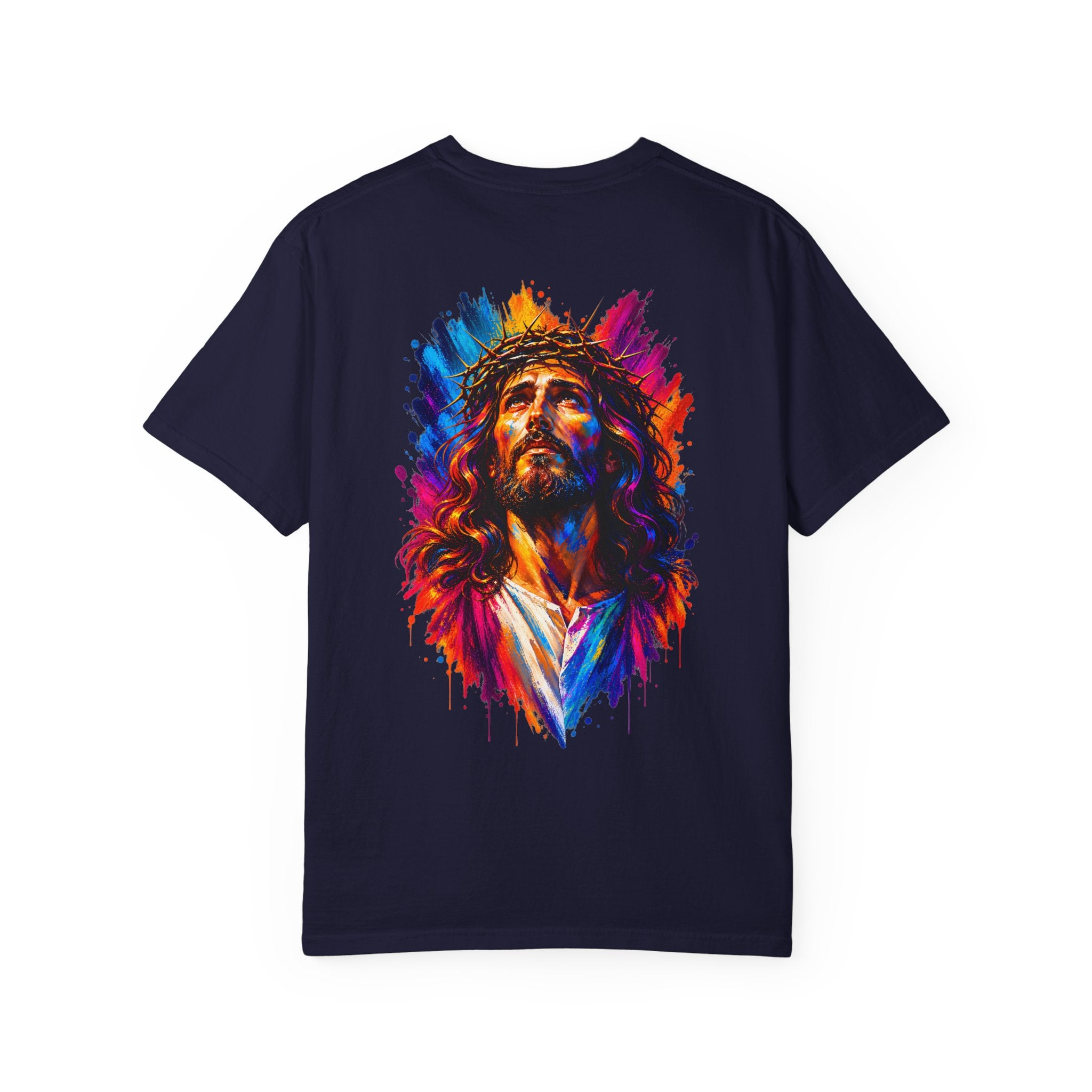 Jesus Portrait T-Shirt — Colorful Watercolor Cross Tee
