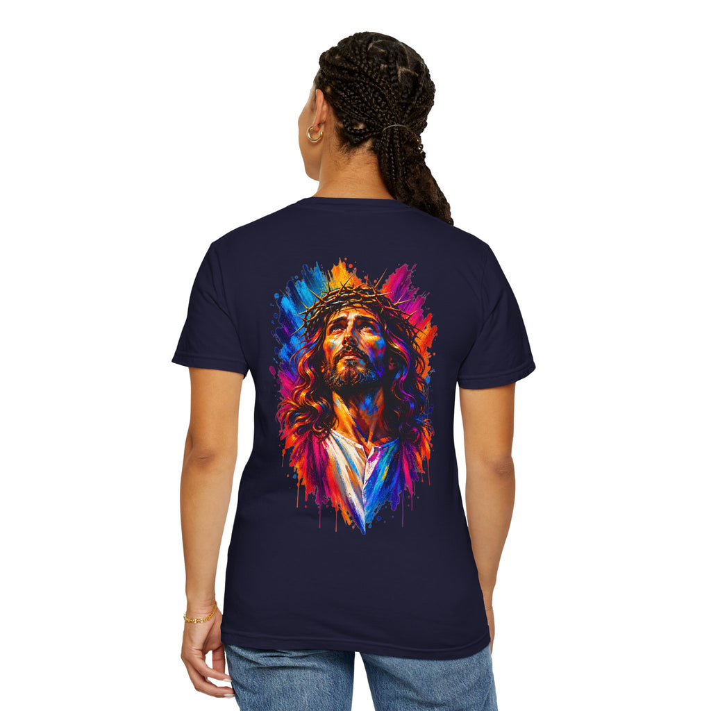 Jesus Portrait T-Shirt — Colorful Watercolor Cross Tee