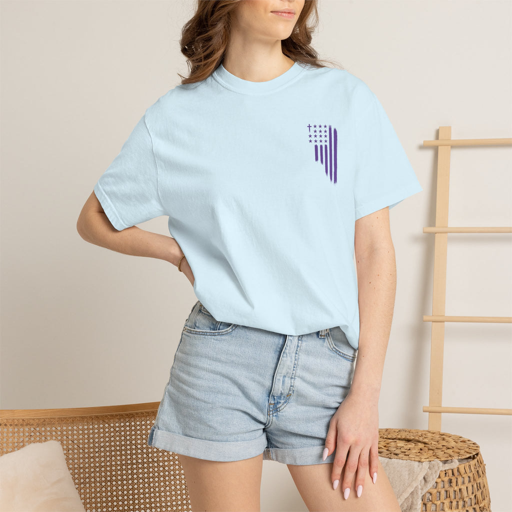 ASIG All Stars & God Flag T‑Shirt — Purple Brushstroke American Flag Tee