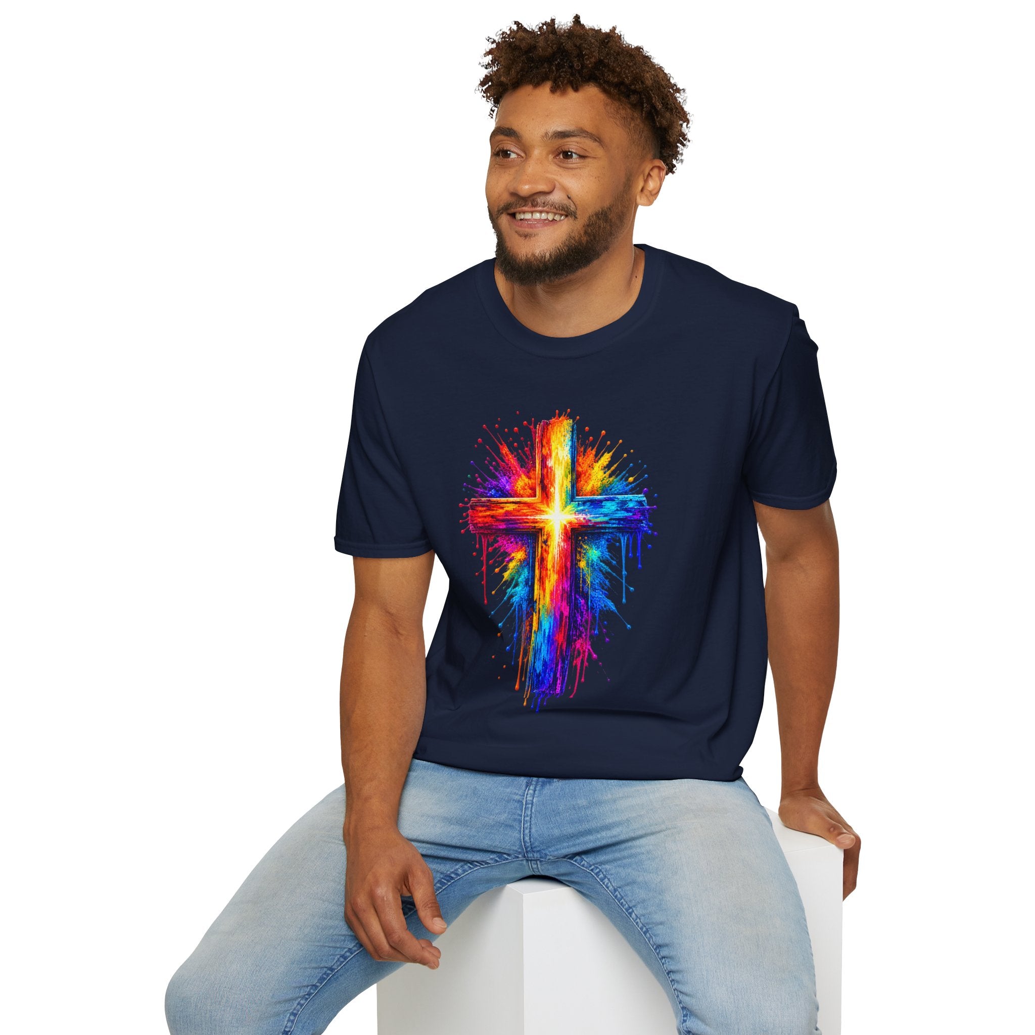 Rainbow Watercolor Cross T-Shirt