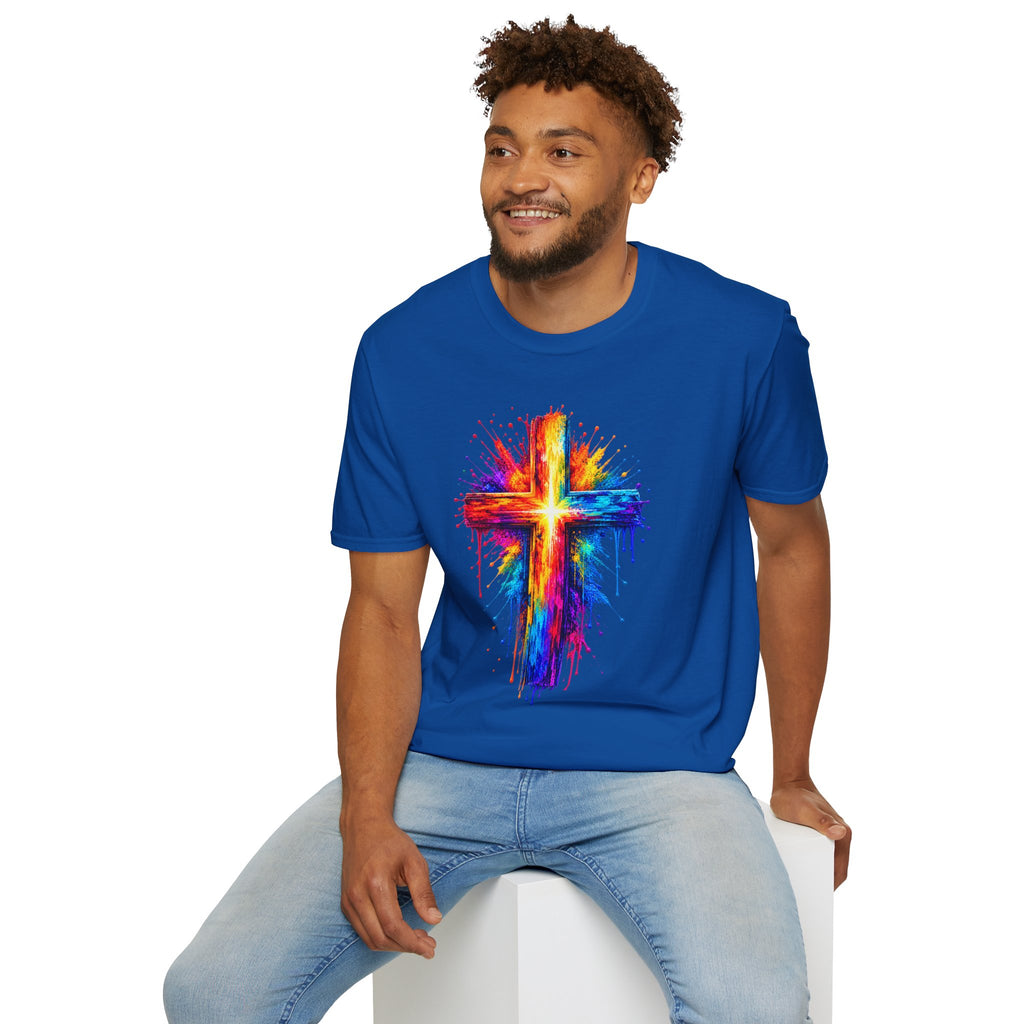 Rainbow Watercolor Cross T-Shirt