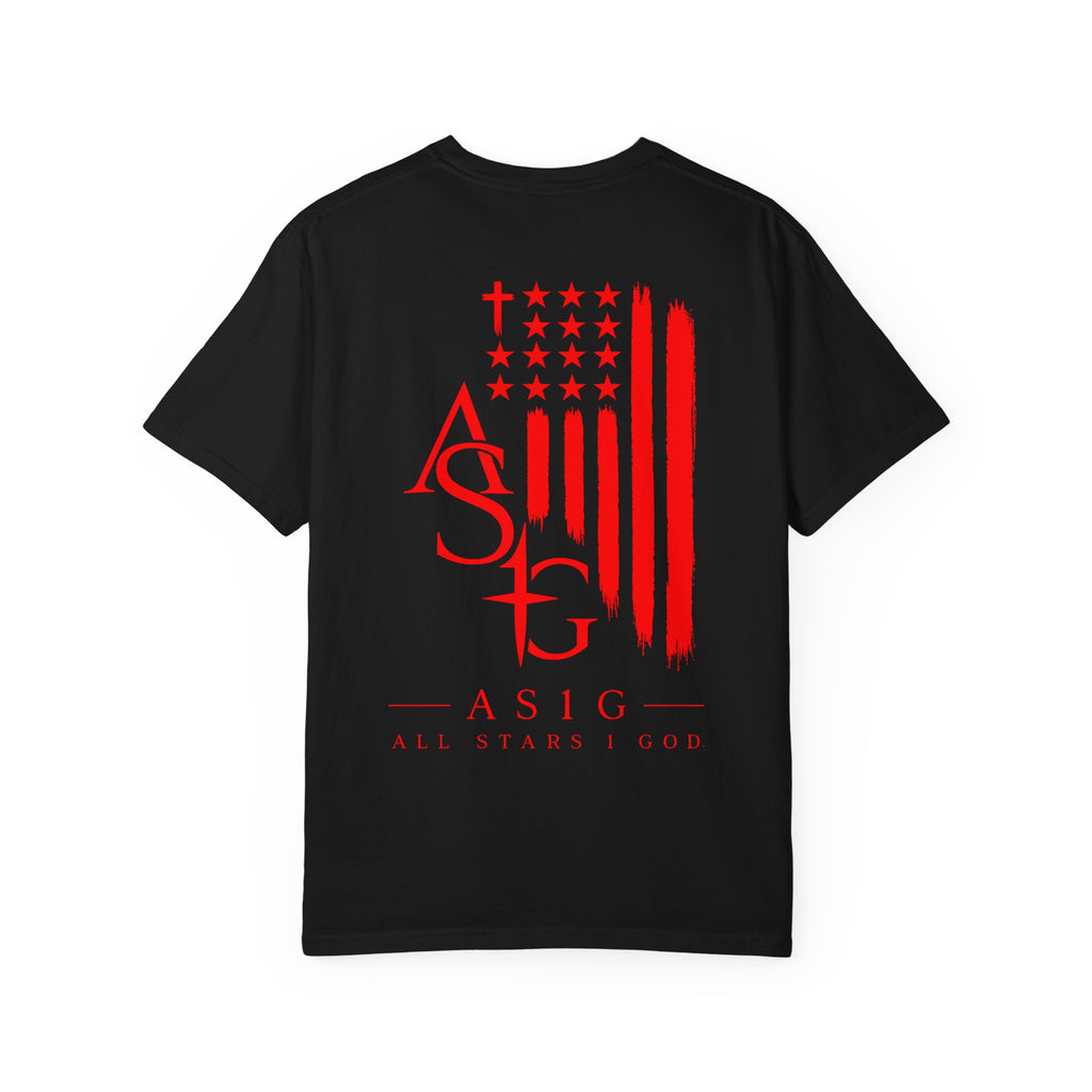 ASIG Patriotic Graphic T-Shirt — All Stars I God Red Flag Tee