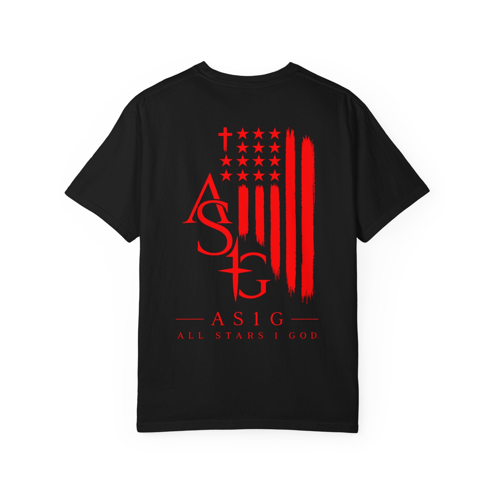 ASIG Patriotic Graphic T-Shirt — All Stars I God Red Flag Tee