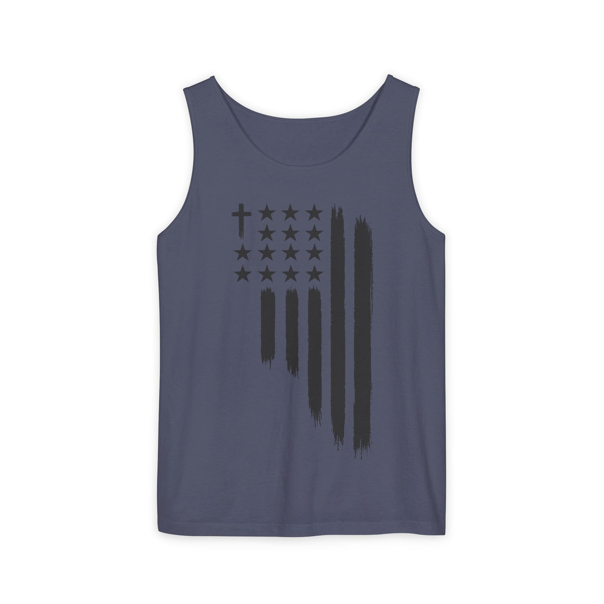 1st set of colors ALL STARS Flag Tank Top — Distressed Cross & Stars Patriotic Tank