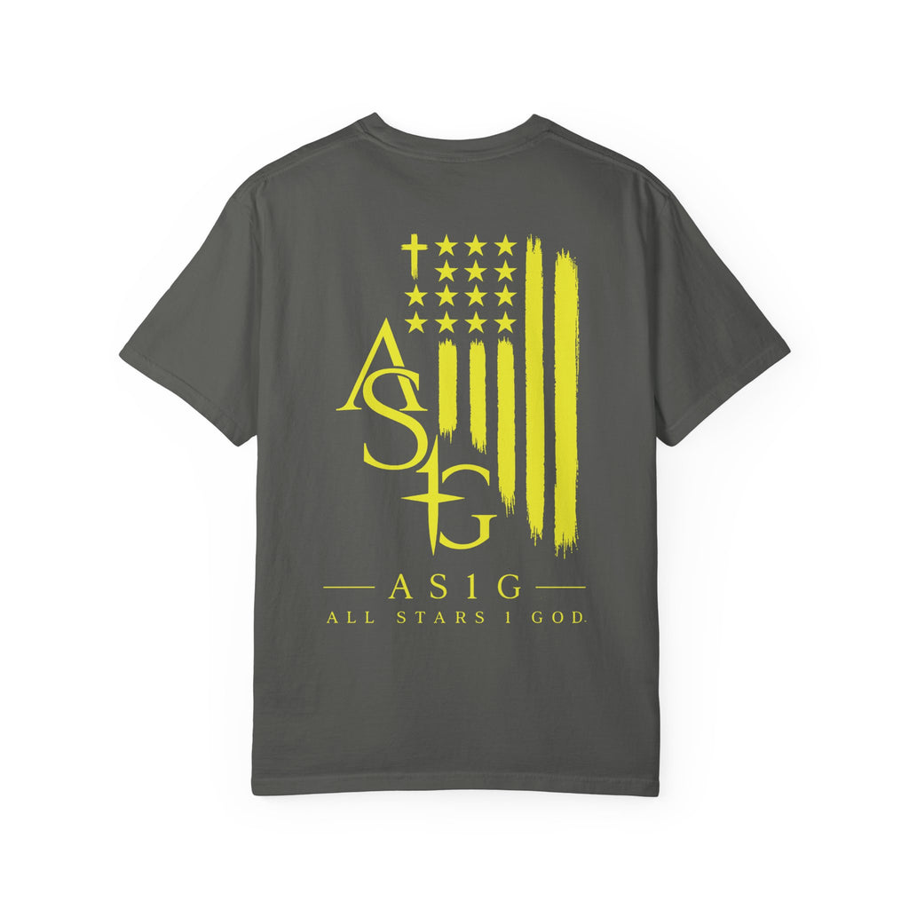 Yellow Flag Graphic T-Shirt — ASFG Patriotic Brushstroke Tee