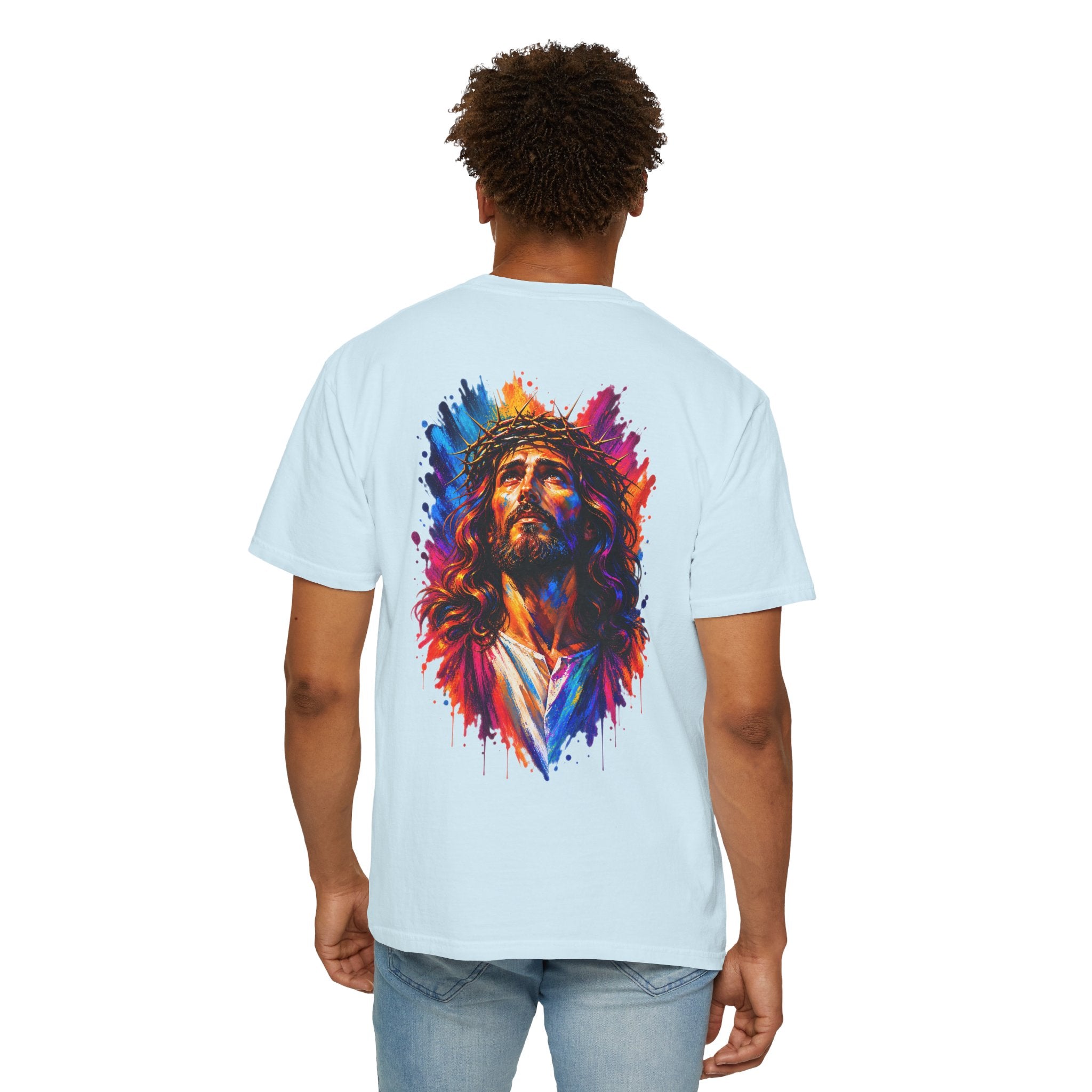 Jesus Portrait T-Shirt — Colorful Watercolor Cross Tee