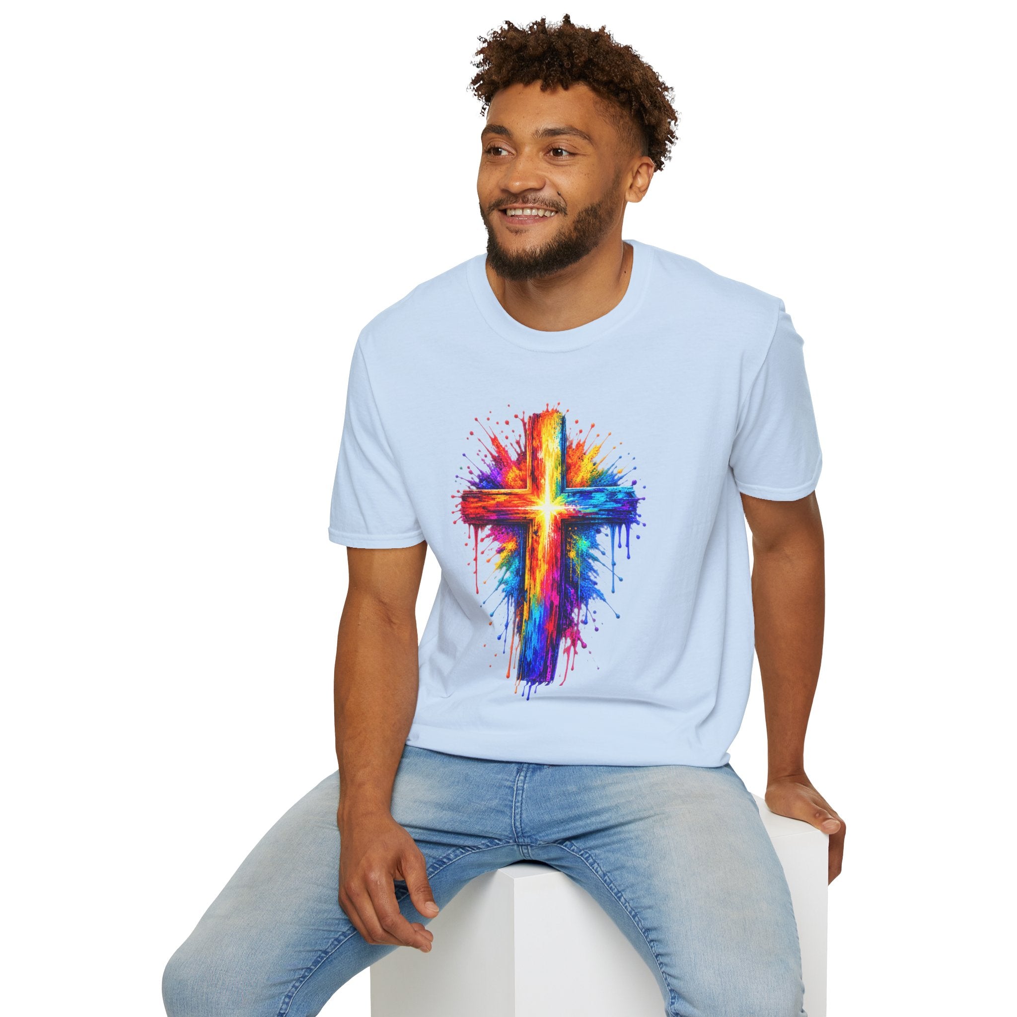 Rainbow Watercolor Cross T-Shirt