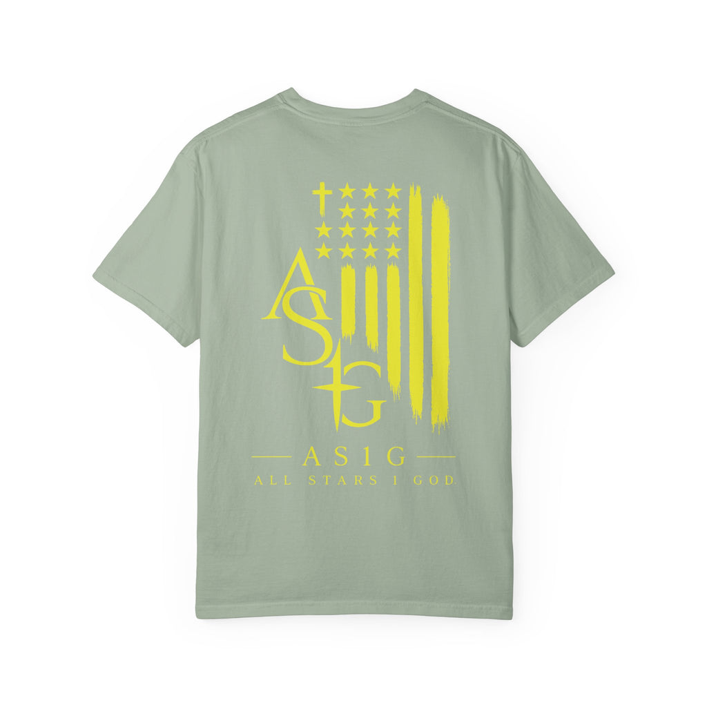 Yellow Flag Graphic T-Shirt — ASFG Patriotic Brushstroke Tee