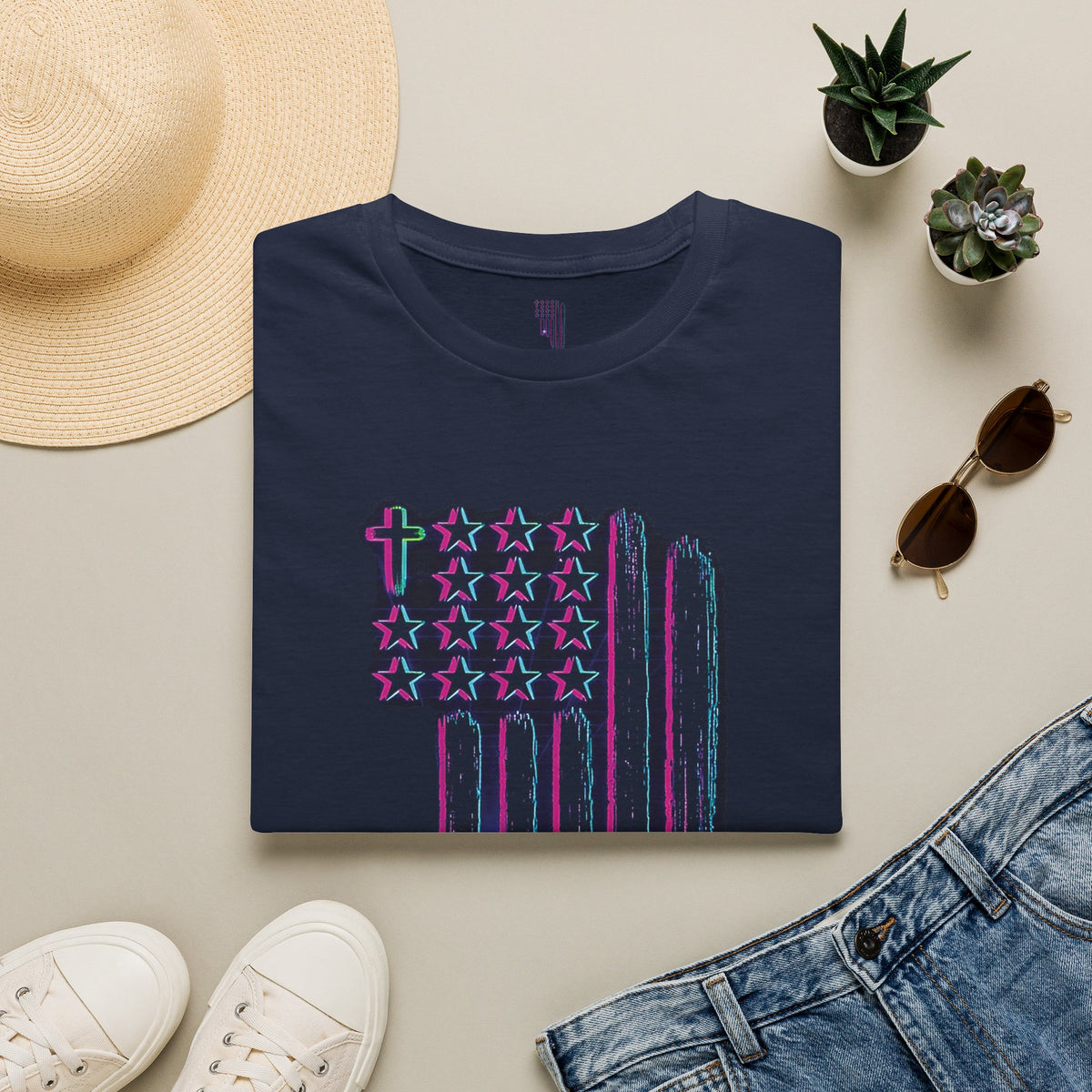 Distressed American Flag T-Shirt — 80'S Retro Stars & Stripes Tee
