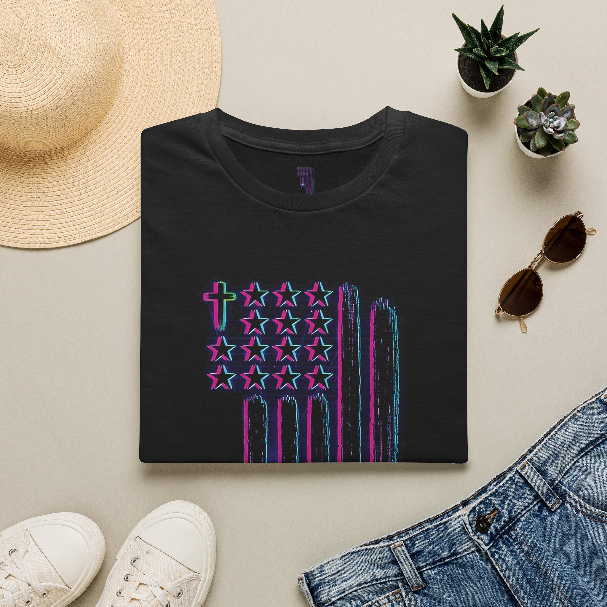 Distressed American Flag T-Shirt — 80'S Retro Stars & Stripes Tee