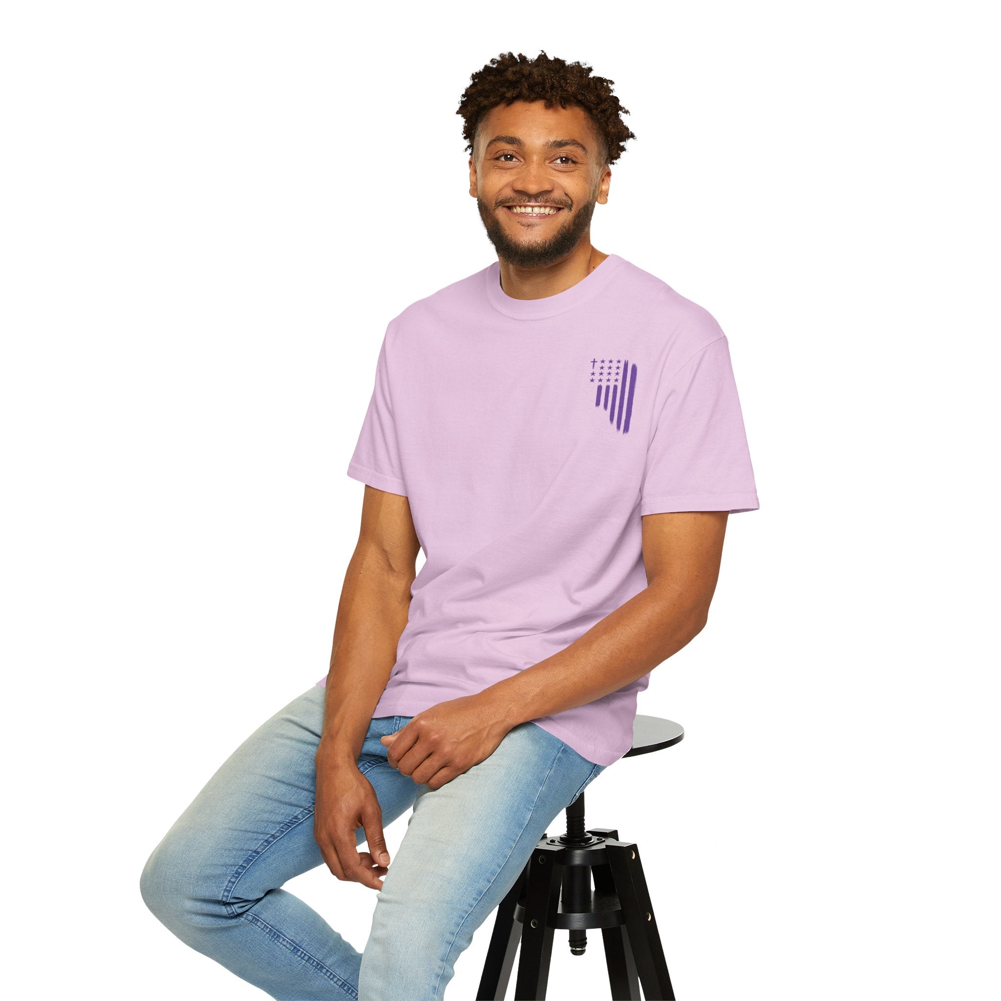 ASIG All Stars & God Flag T‑Shirt — Purple Brushstroke American Flag Tee