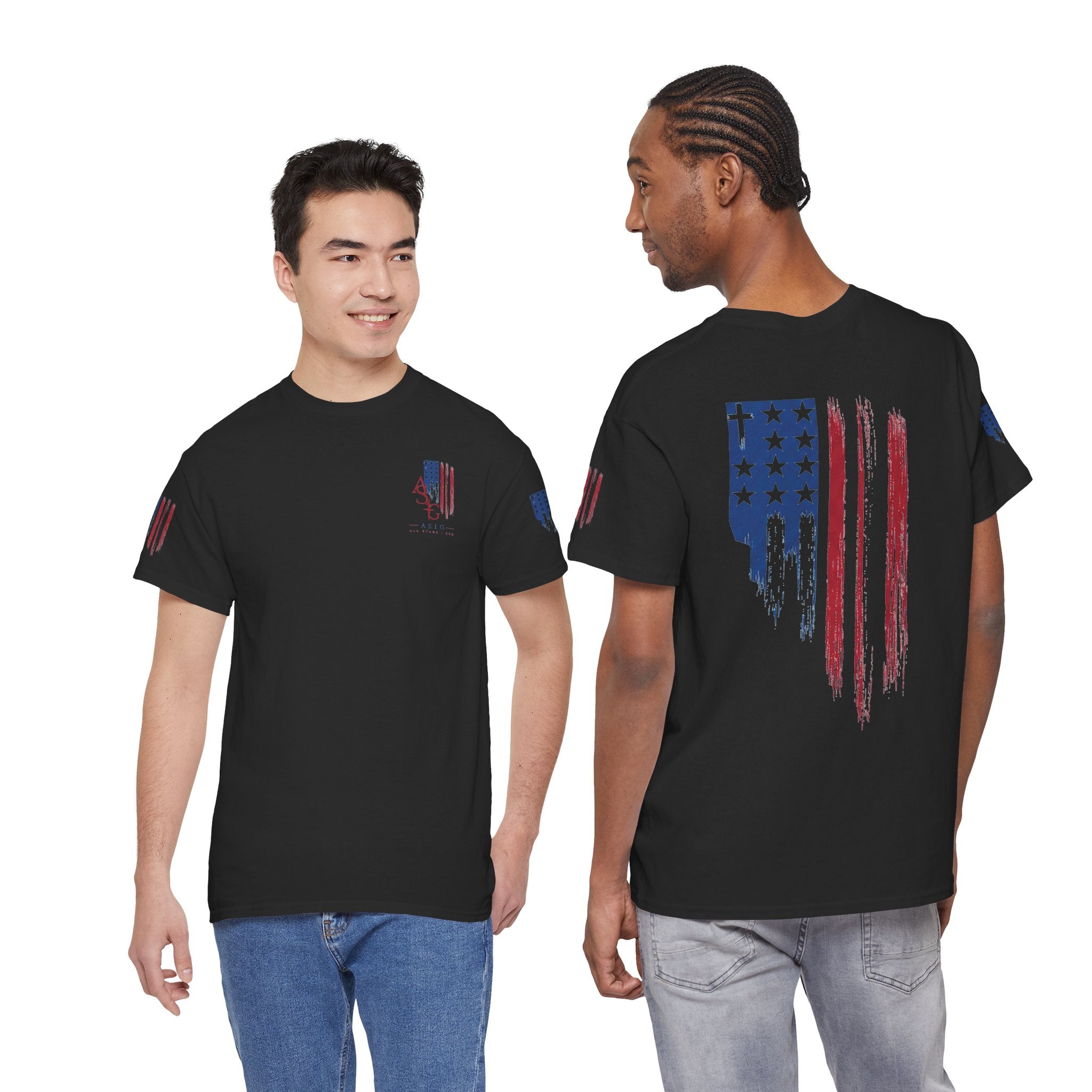 American Flag Distressed Tee - Patriotic USA Shirt for 4th of July