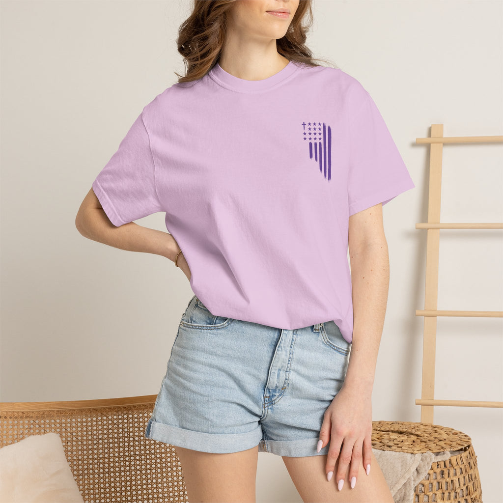 ASIG All Stars & God Flag T‑Shirt — Purple Brushstroke American Flag Tee