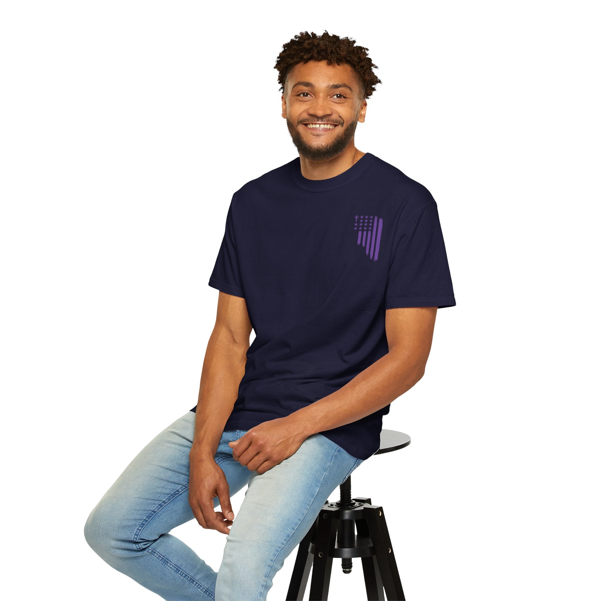 ASIG All Stars & God Flag T‑Shirt — Purple Brushstroke American Flag Tee