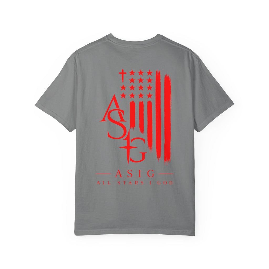 ASIG Patriotic Graphic T-Shirt — All Stars I God Red Flag Tee