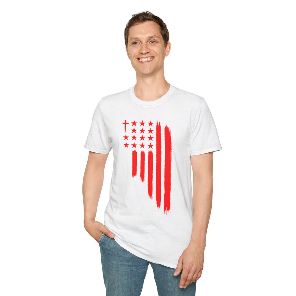Patriotic Red Brushstroke Flag T‑Shirt