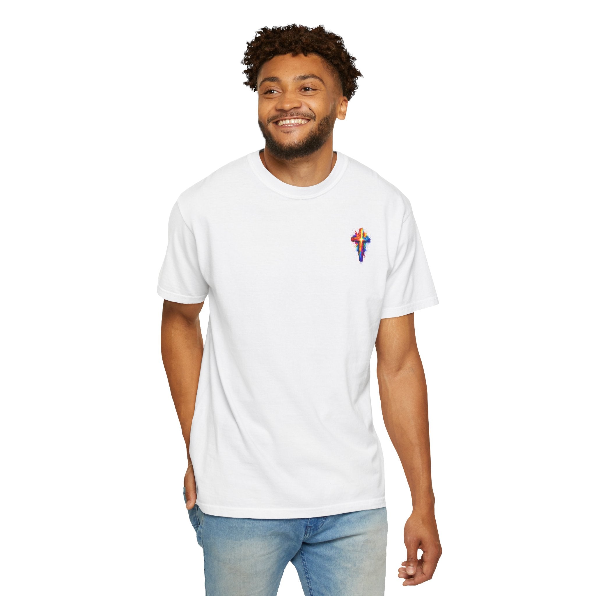 Jesus Portrait T-Shirt — Colorful Watercolor Cross Tee