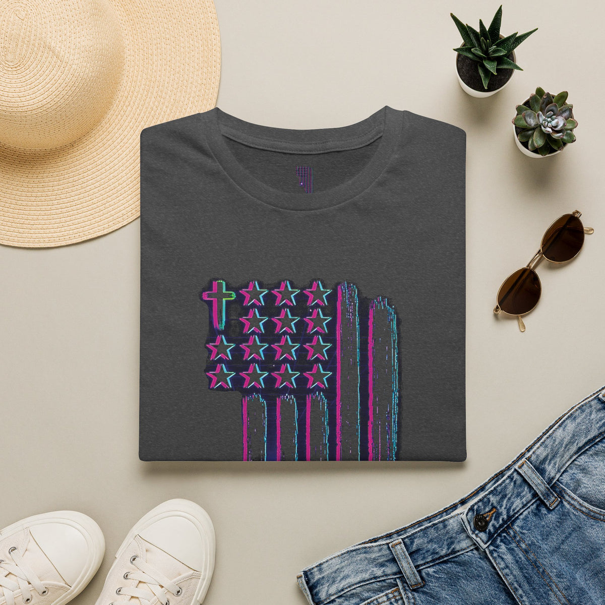 Distressed American Flag T-Shirt — 80'S Retro Stars & Stripes Tee