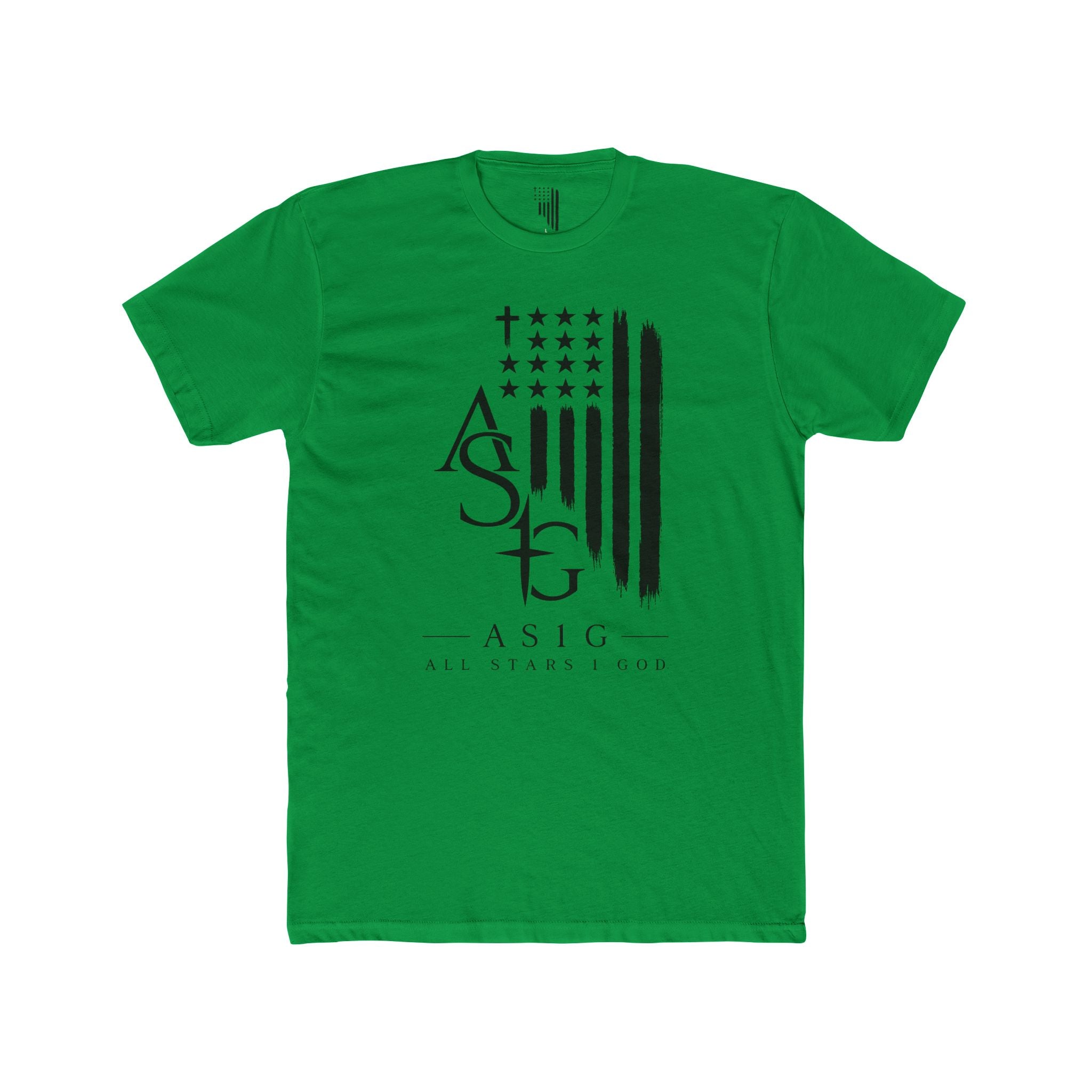 ASIG All Stars Club Flag Graphic Tee — Vintage Monochrome Patriotic T‑Shirt