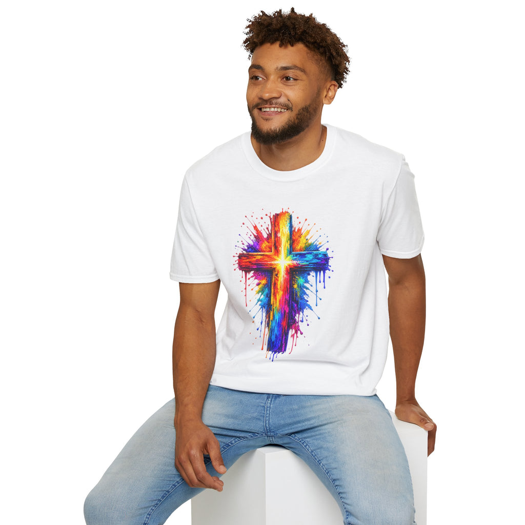 Rainbow Watercolor Cross T-Shirt