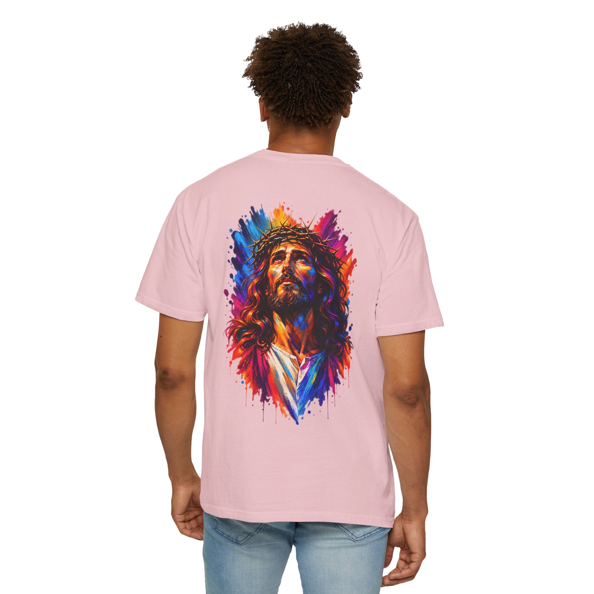 Jesus Portrait T-Shirt — Colorful Watercolor Cross Tee