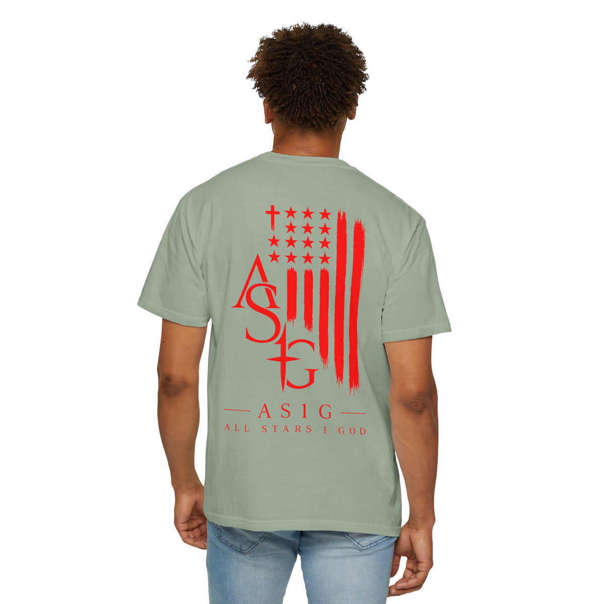 AS1G Patriotic Graphic T-Shirt — All Stars 1 God Red Flag Tee