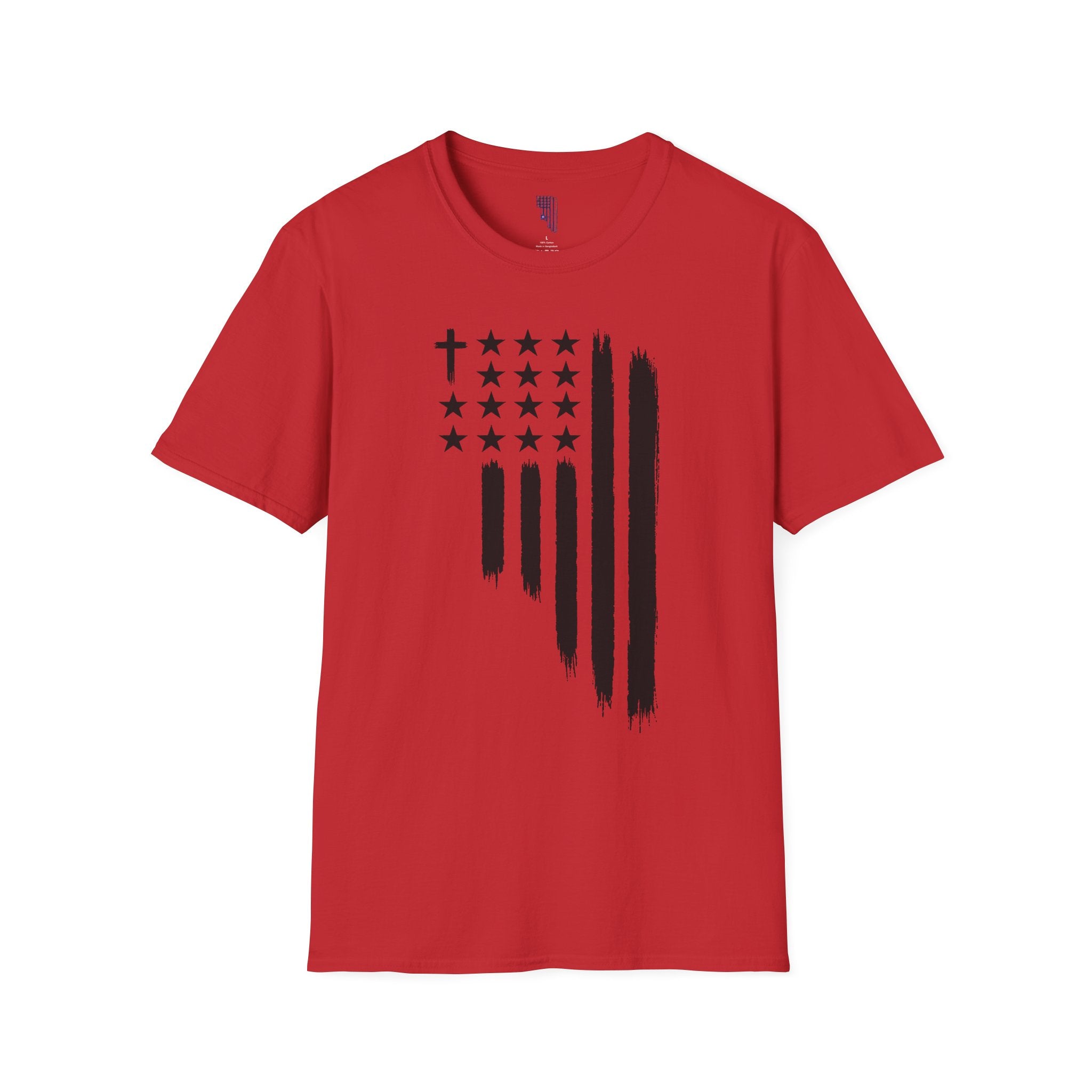 Christian Flag T-Shirt — Distressed American Cross Stars Tee