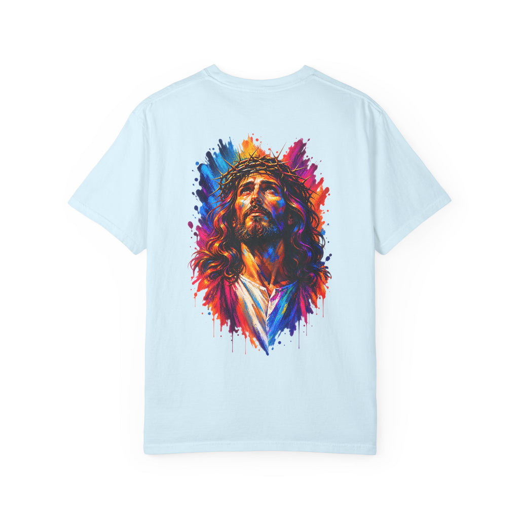 Jesus Portrait T-Shirt — Colorful Watercolor Cross Tee