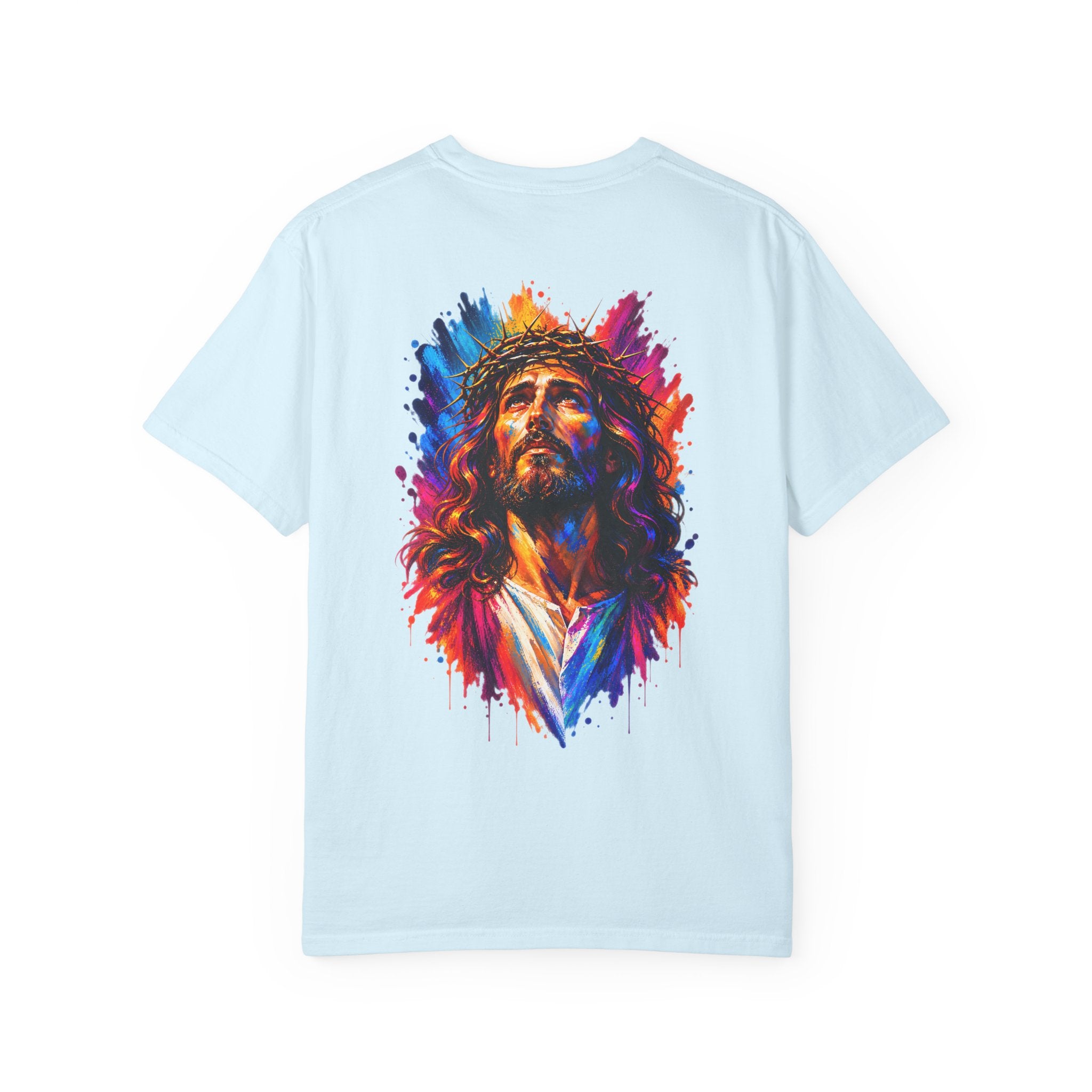 Jesus Portrait T-Shirt — Colorful Watercolor Cross Tee