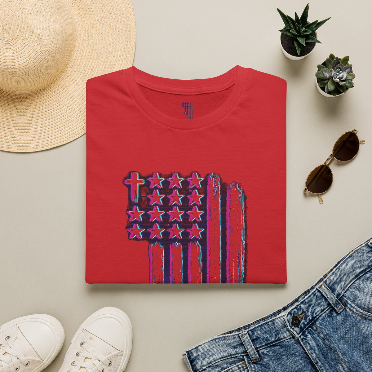 Distressed American Flag T-Shirt — 80'S Retro Stars & Stripes Tee