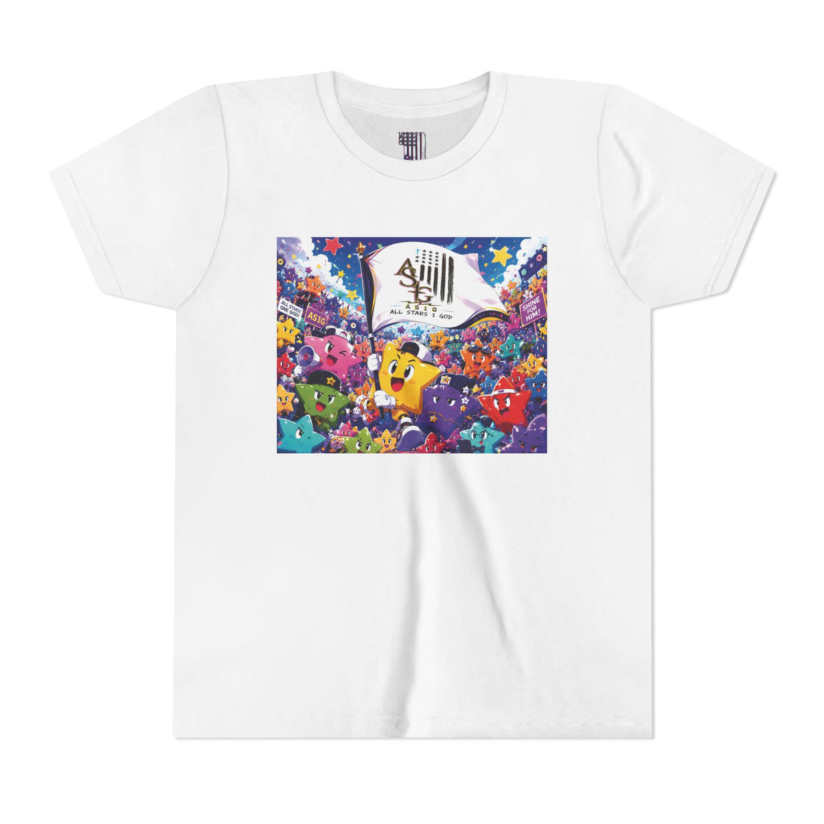 STAR RALLY - Colorful Cartoon Stars Crew with 'The First' Cap Design