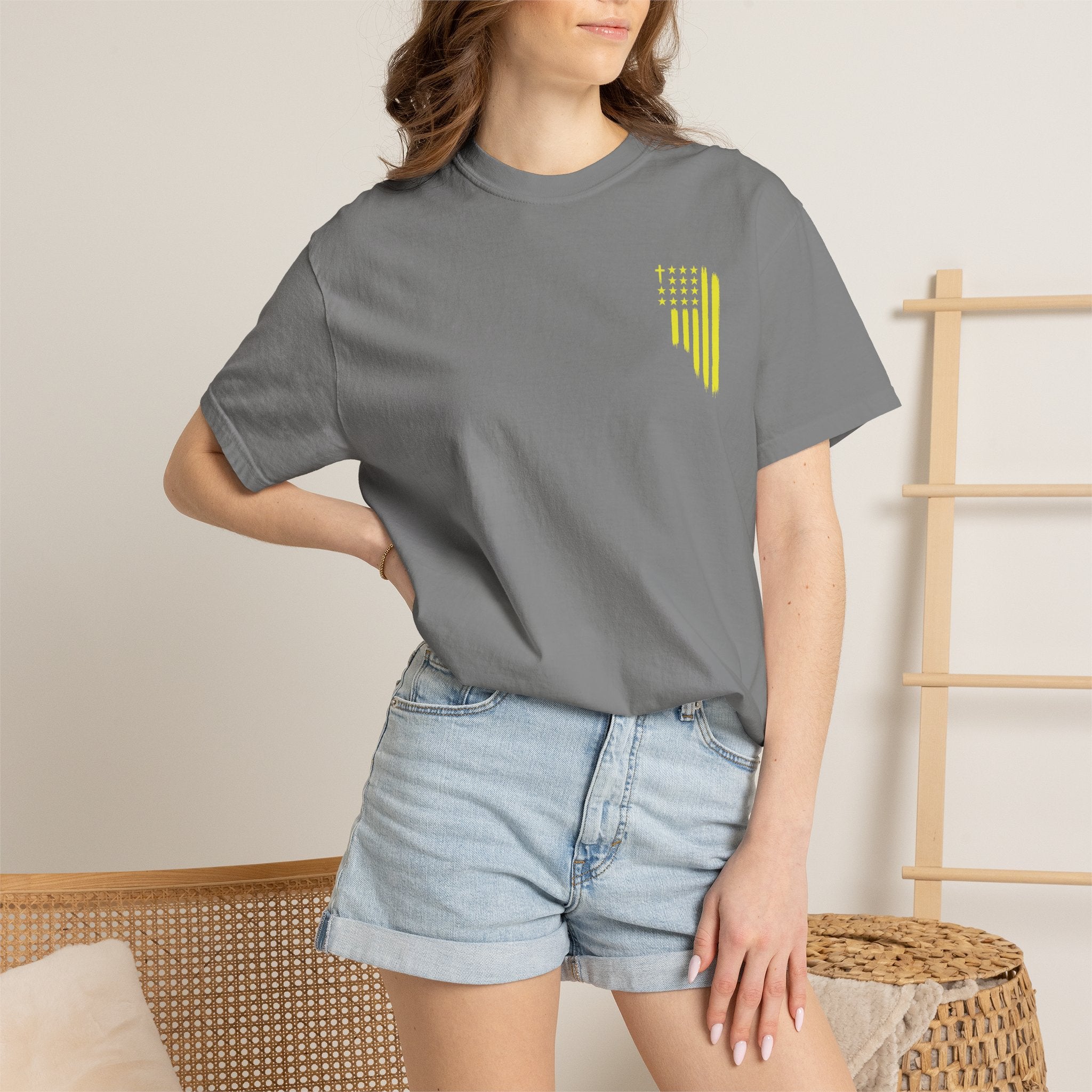 Yellow Flag Graphic T-Shirt — ASFG Patriotic Brushstroke Tee