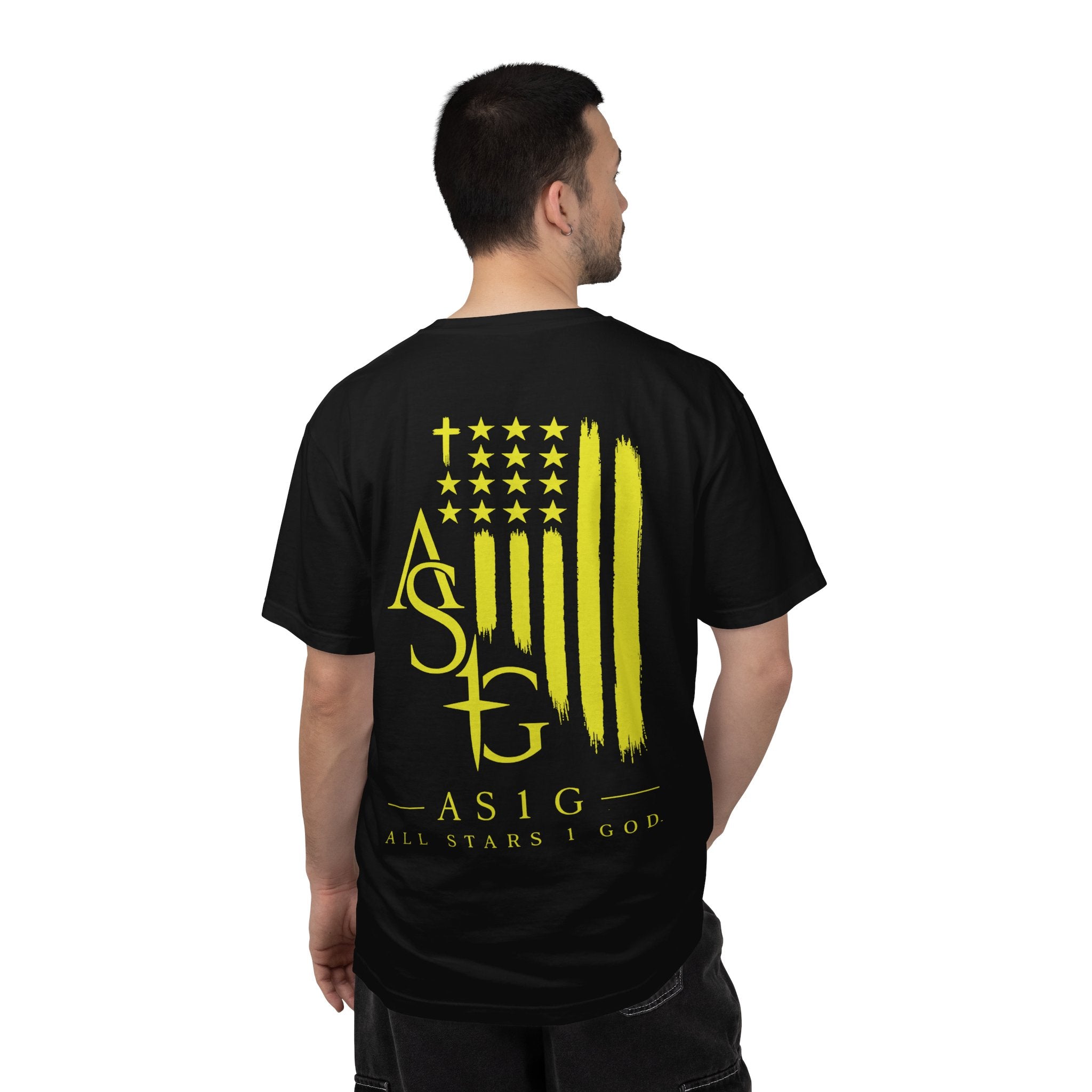 Yellow Flag Graphic T-Shirt — AS1G Patriotic Brushstroke Tee