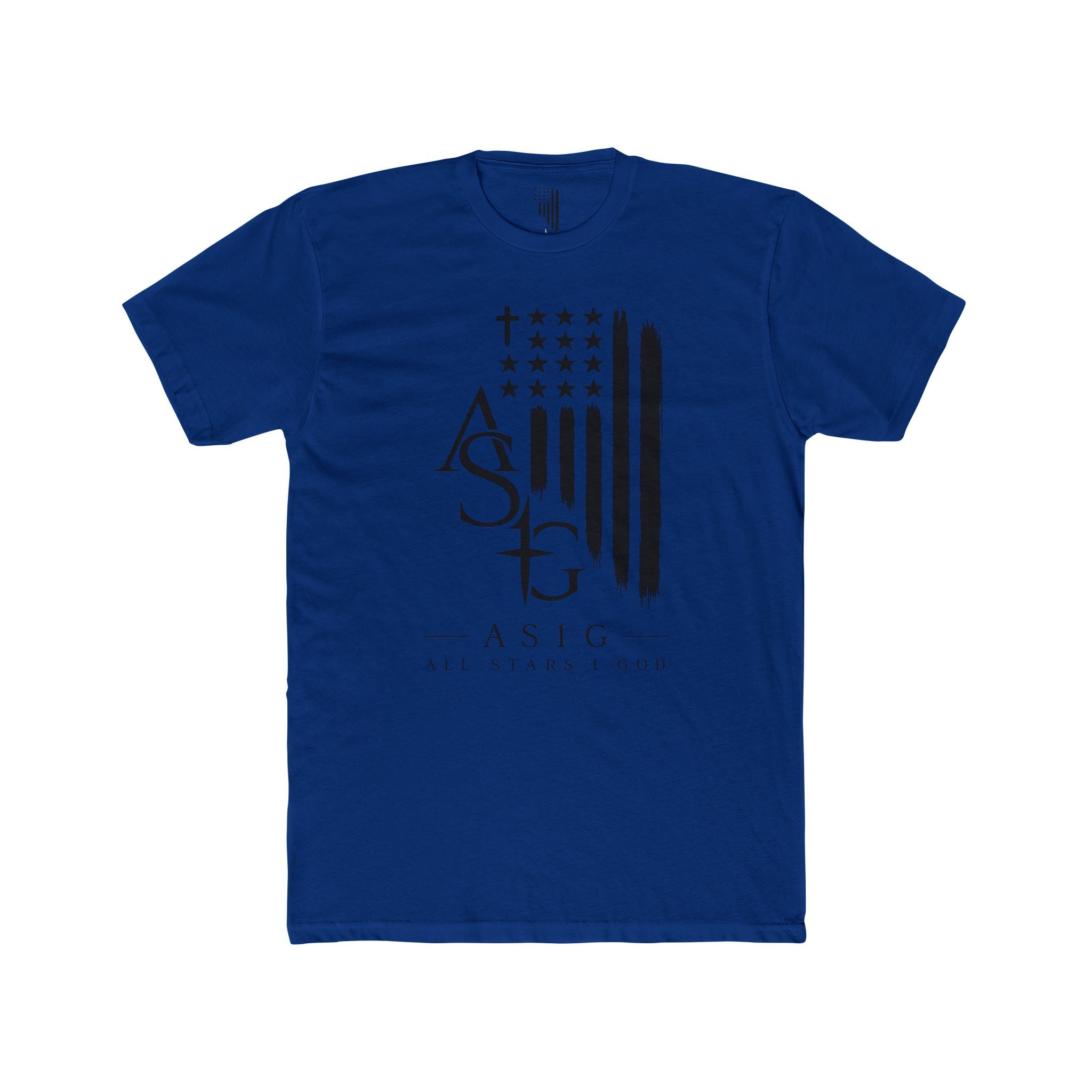 ASIG All Stars Club Flag Graphic Tee — Vintage Monochrome Patriotic T‑Shirt