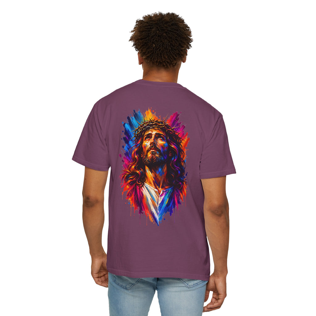 Jesus Portrait T-Shirt — Colorful Watercolor Cross Tee
