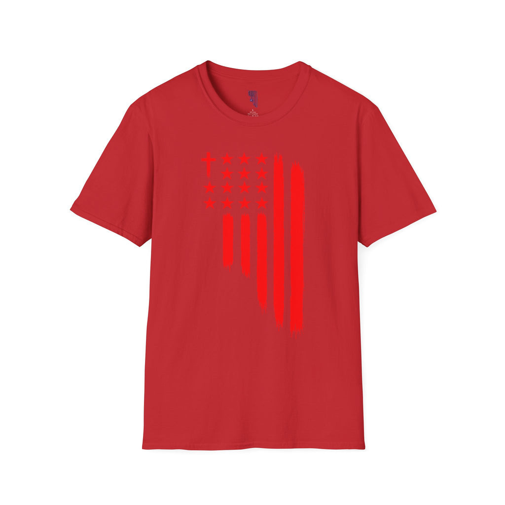 Patriotic Red Brushstroke Flag T‑Shirt