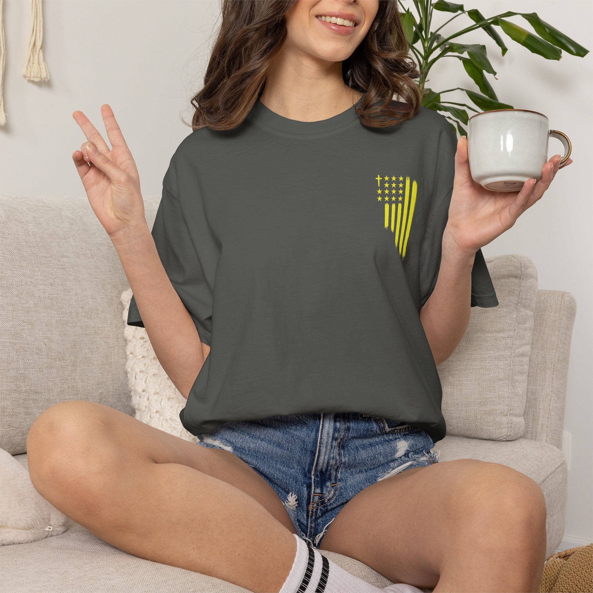Yellow Flag Graphic T-Shirt — AS1G Patriotic Brushstroke Tee