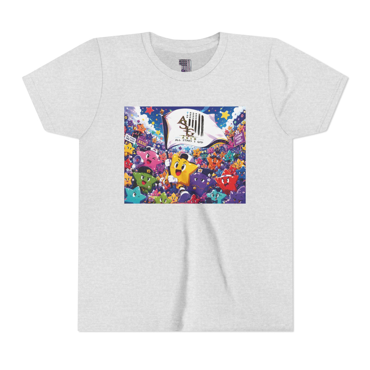 STAR RALLY - Colorful Cartoon Stars Crew with 'The First' Cap Design